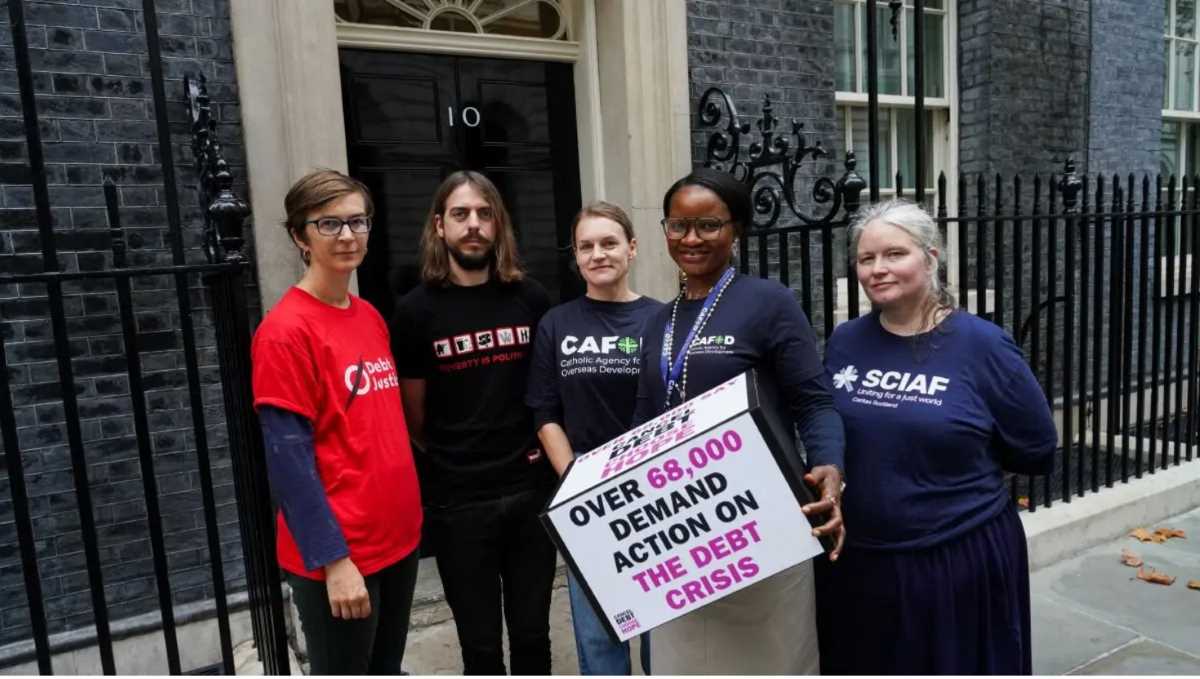 Debt Crisis Petition Hand In Downing St 1